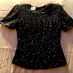 Vintage Bling Stenay Sequin Blouse size Small